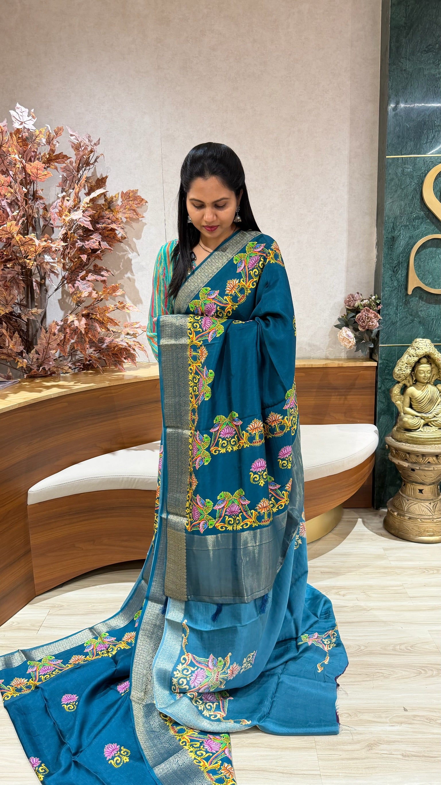 Dola silk tanjore print
