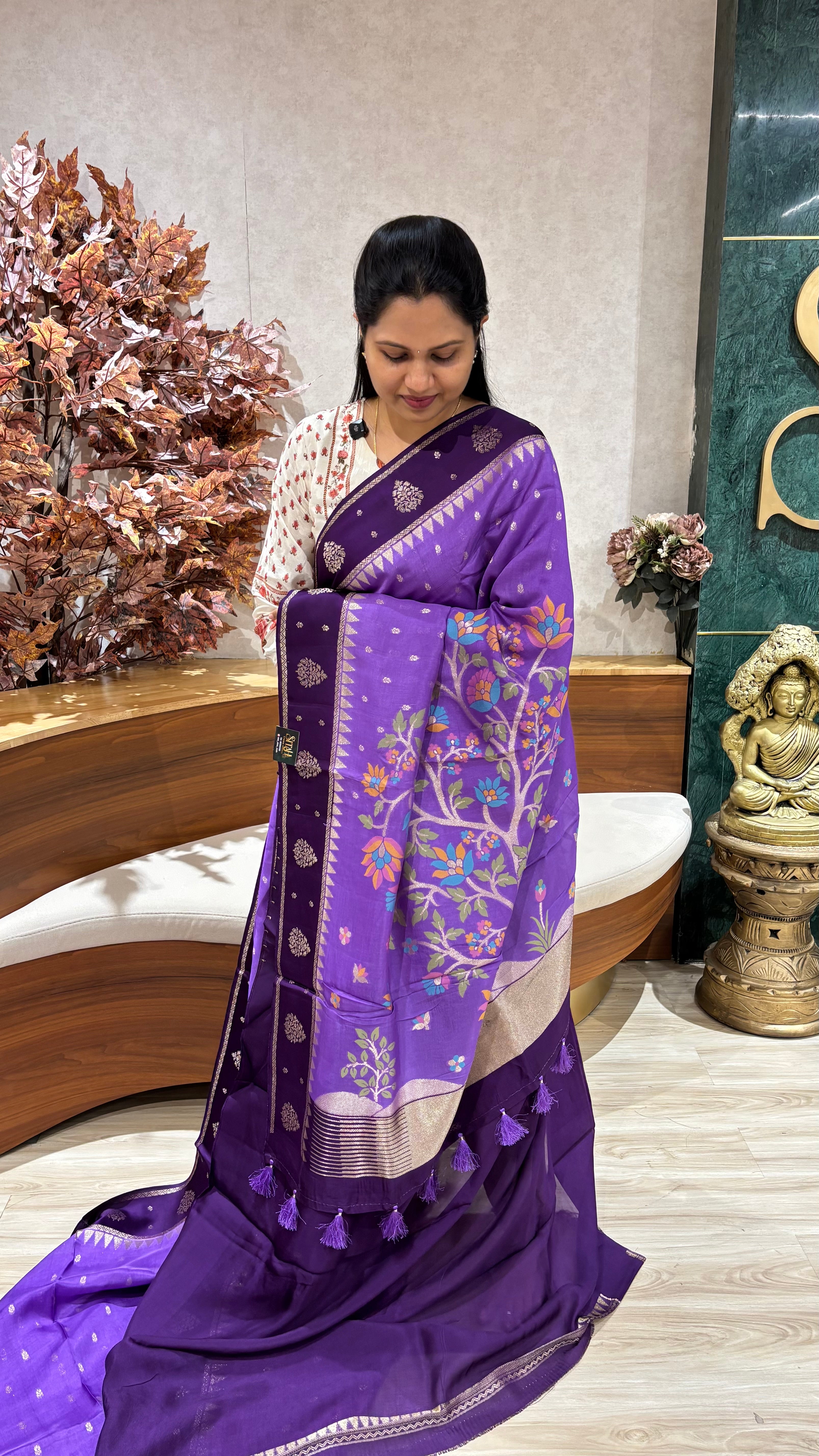 Georgette jhamdhani pallu