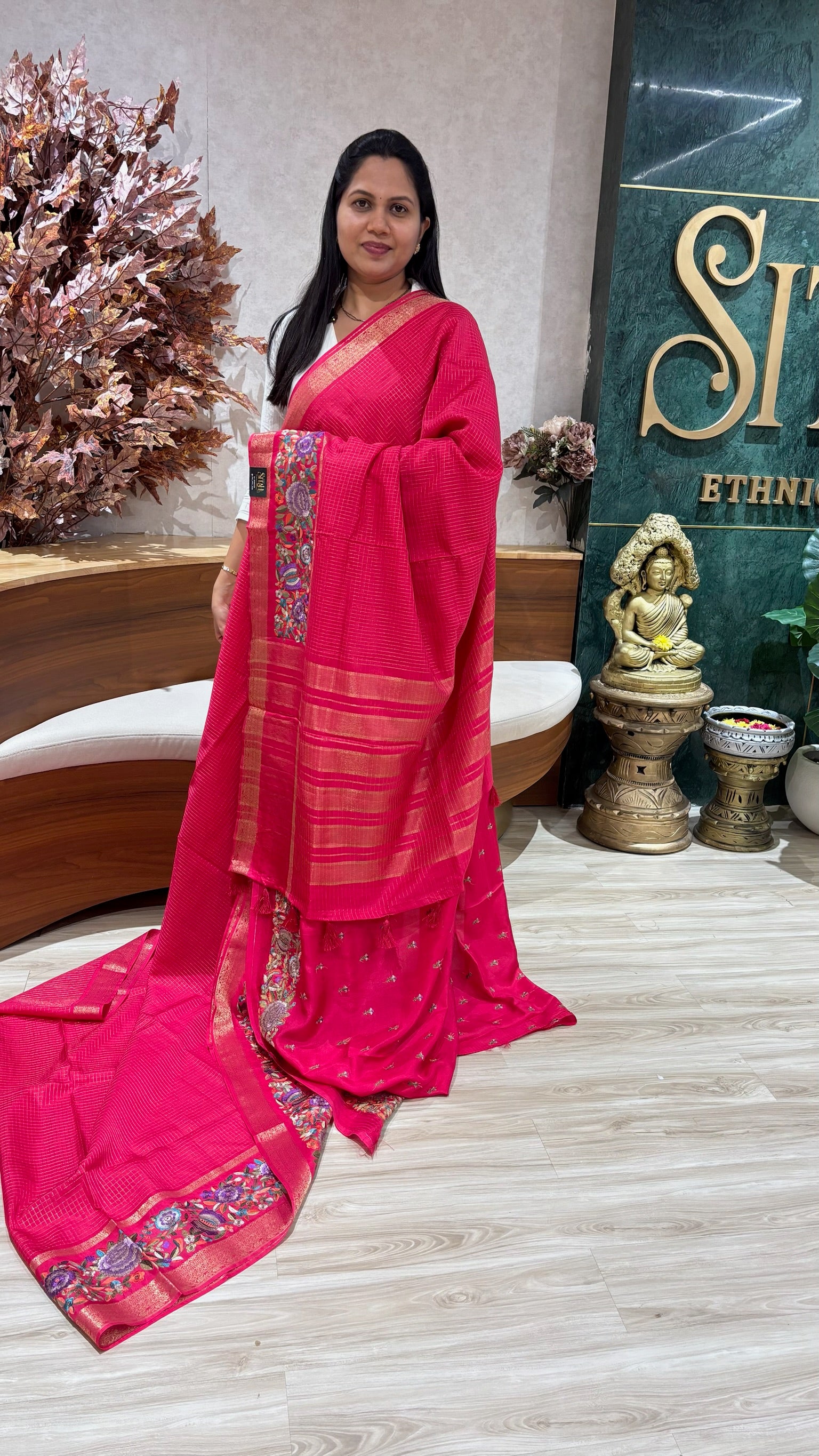 Russian silk embroidery pink