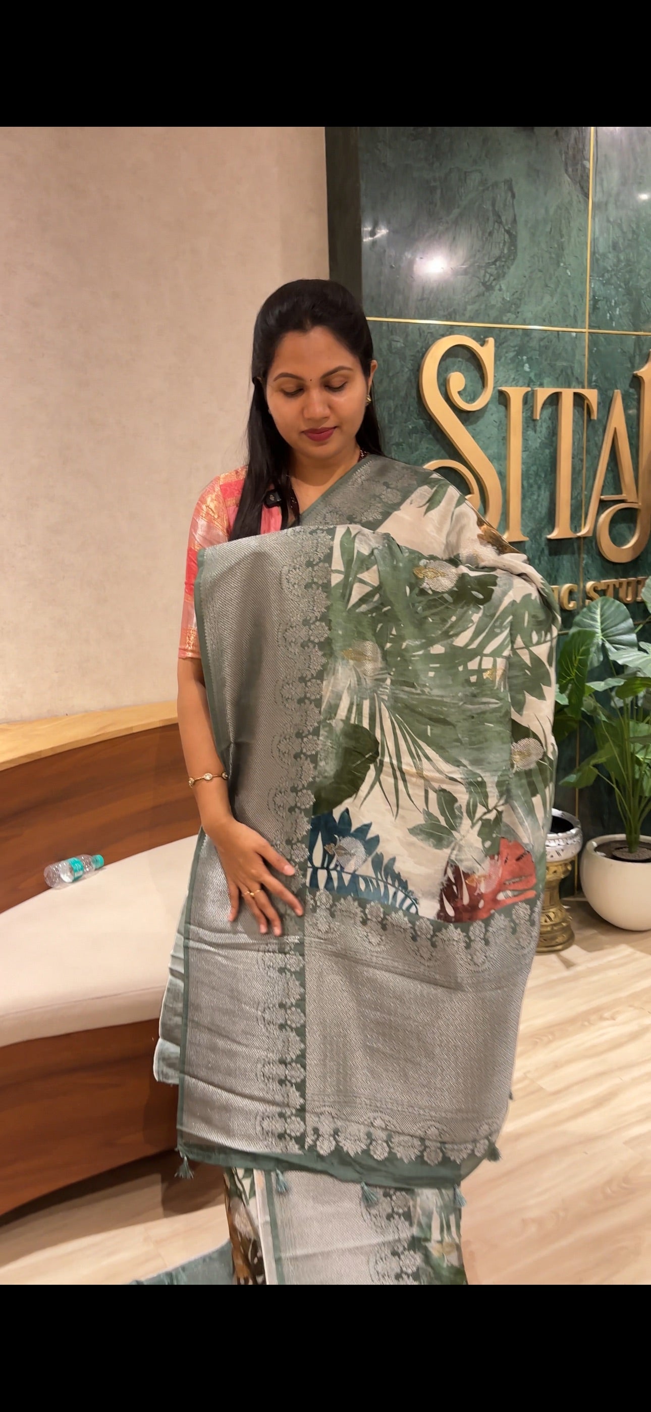 Mashru georgette green