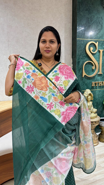 Silk kota  bottle green