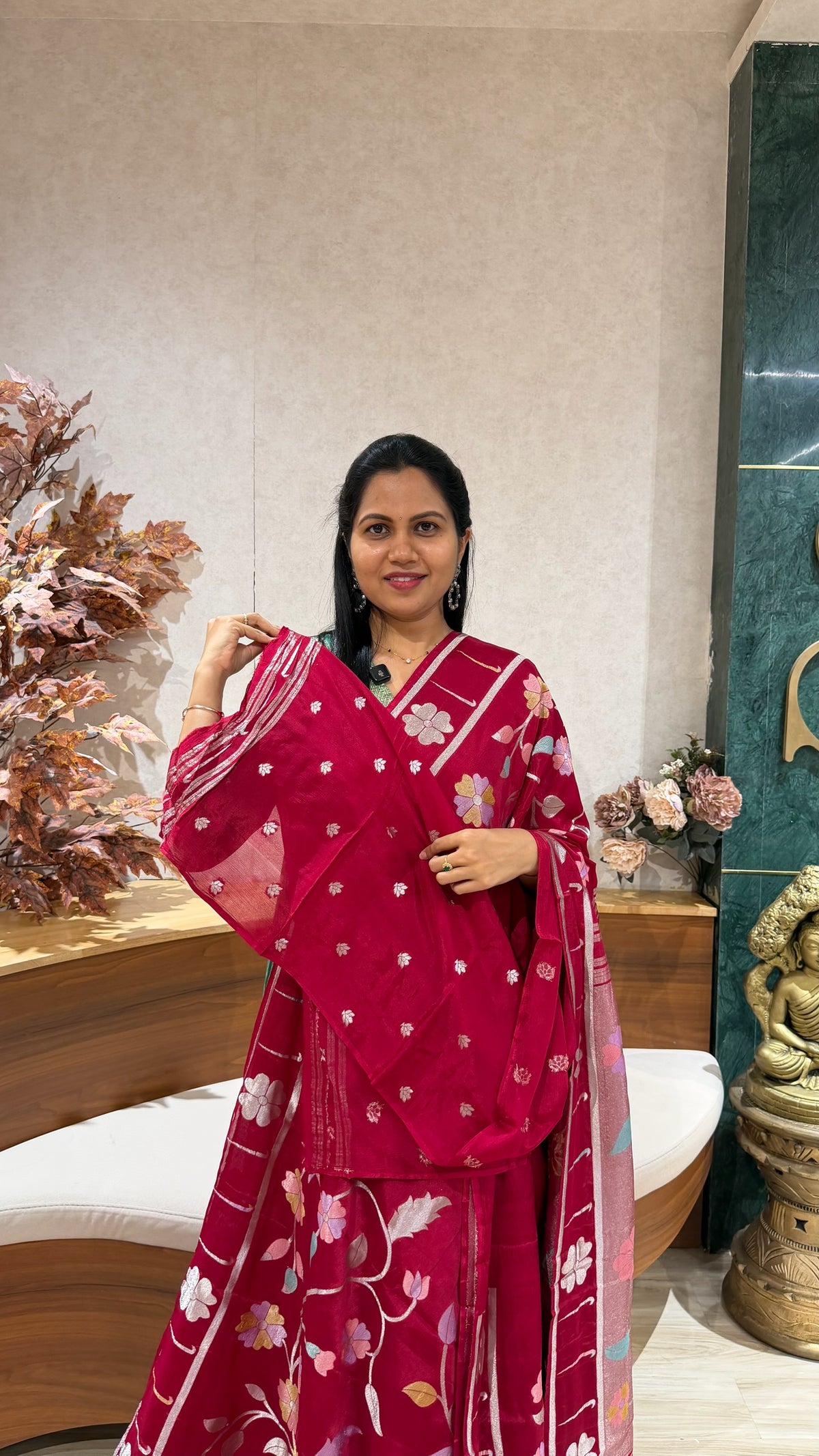 Pure georgette jhamdani pink