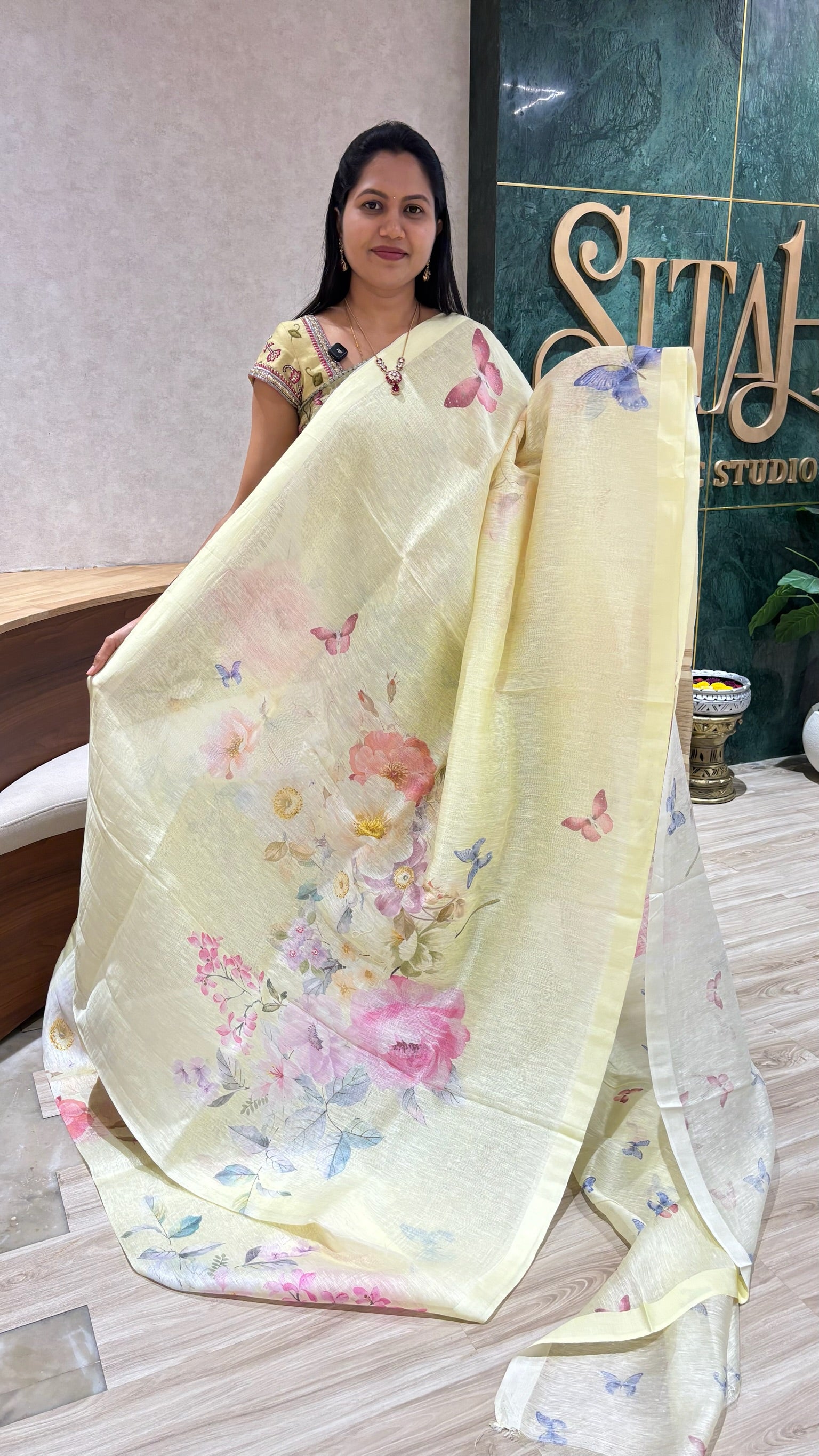Pure linen light yellow – Sitah Ethnic Studio