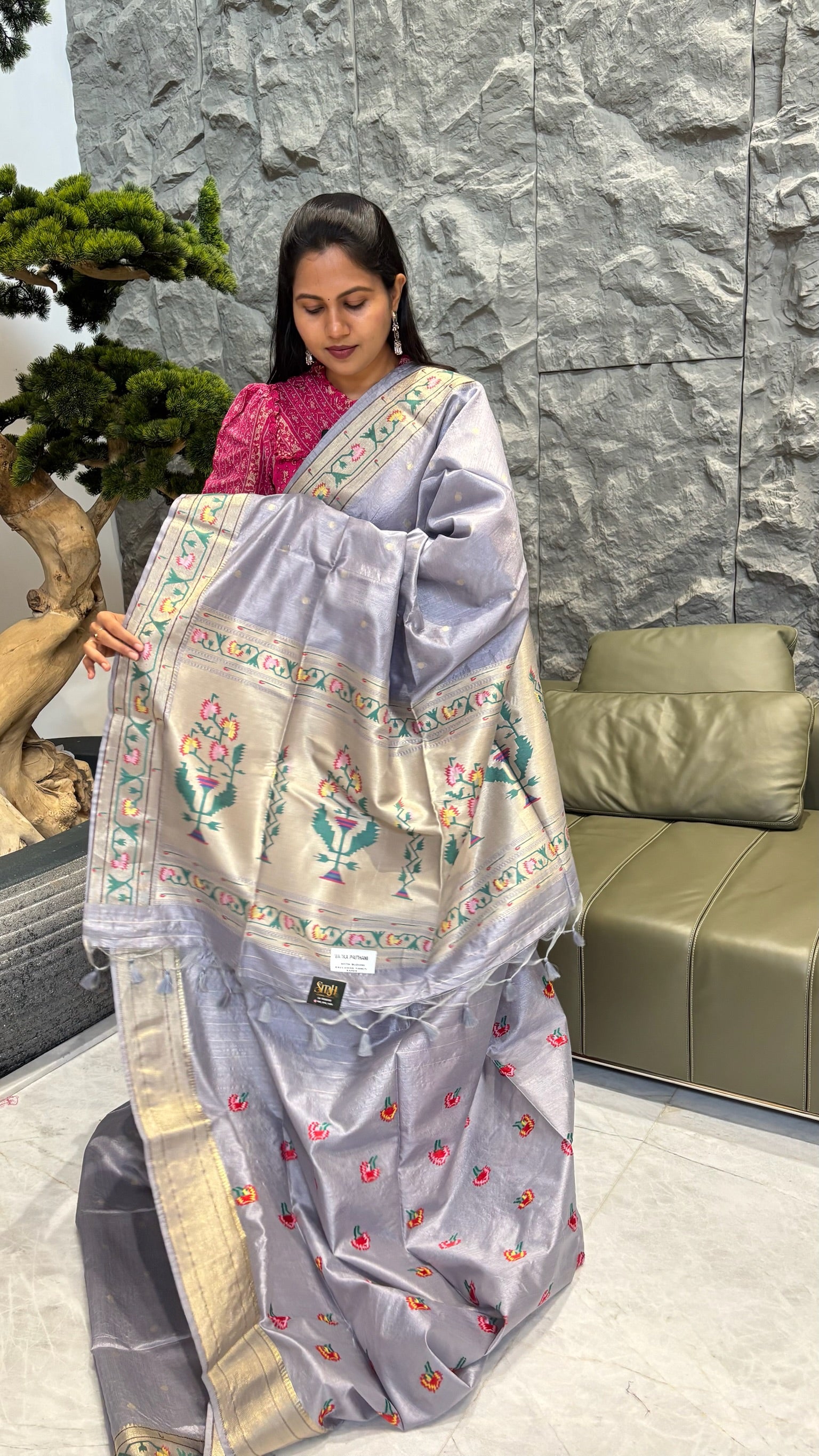 Tussar paithani lavender