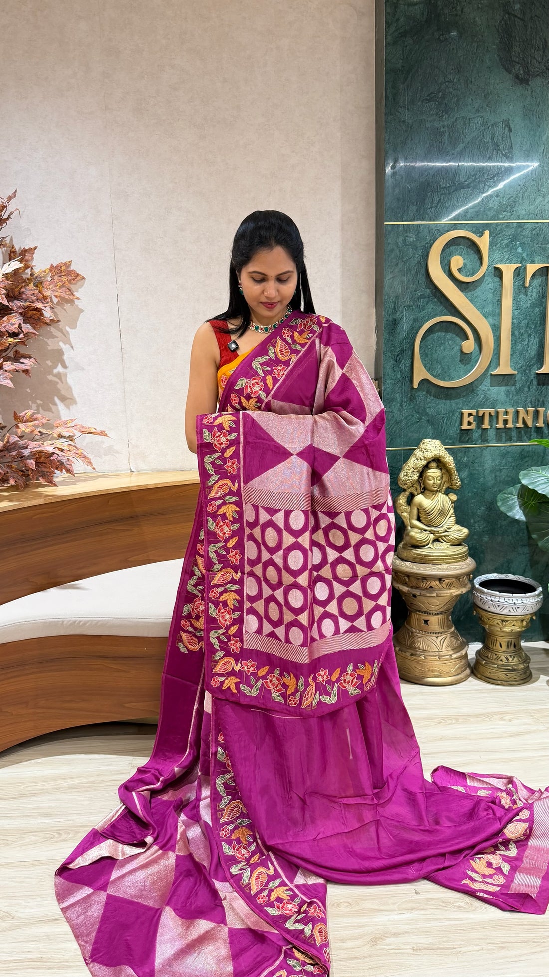 Munga Tussar embroidery