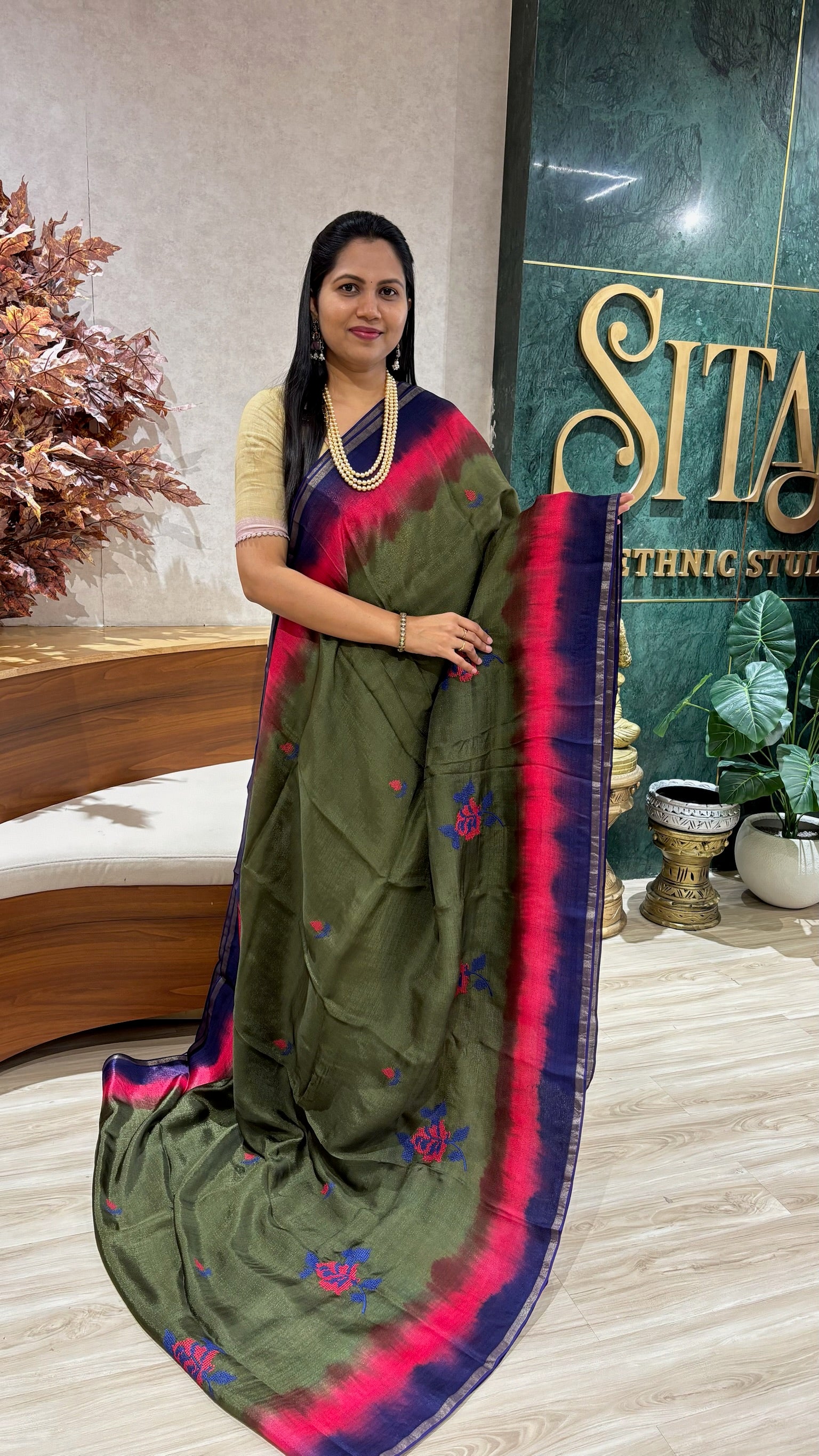 Jute silk saree
