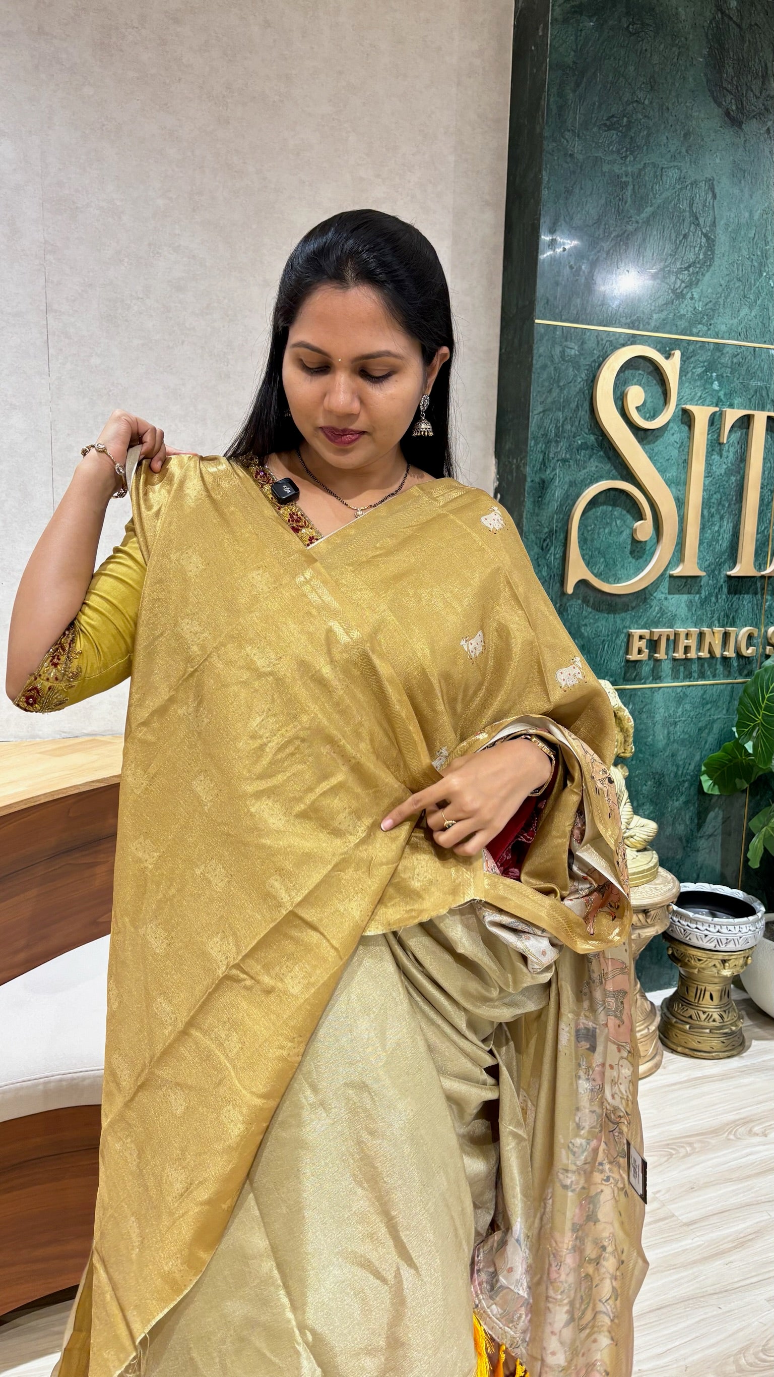 Tussar pitchwai golden yellow