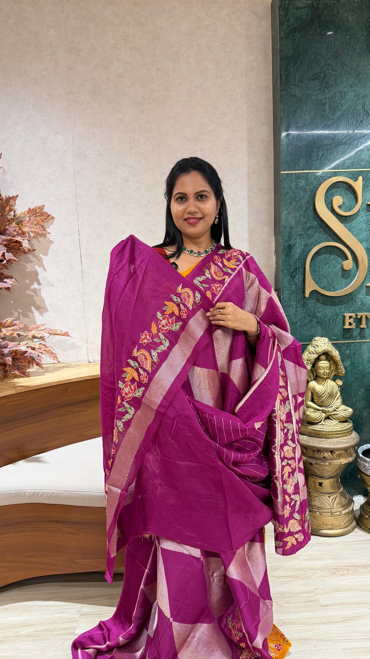 Munga Tussar embroidery