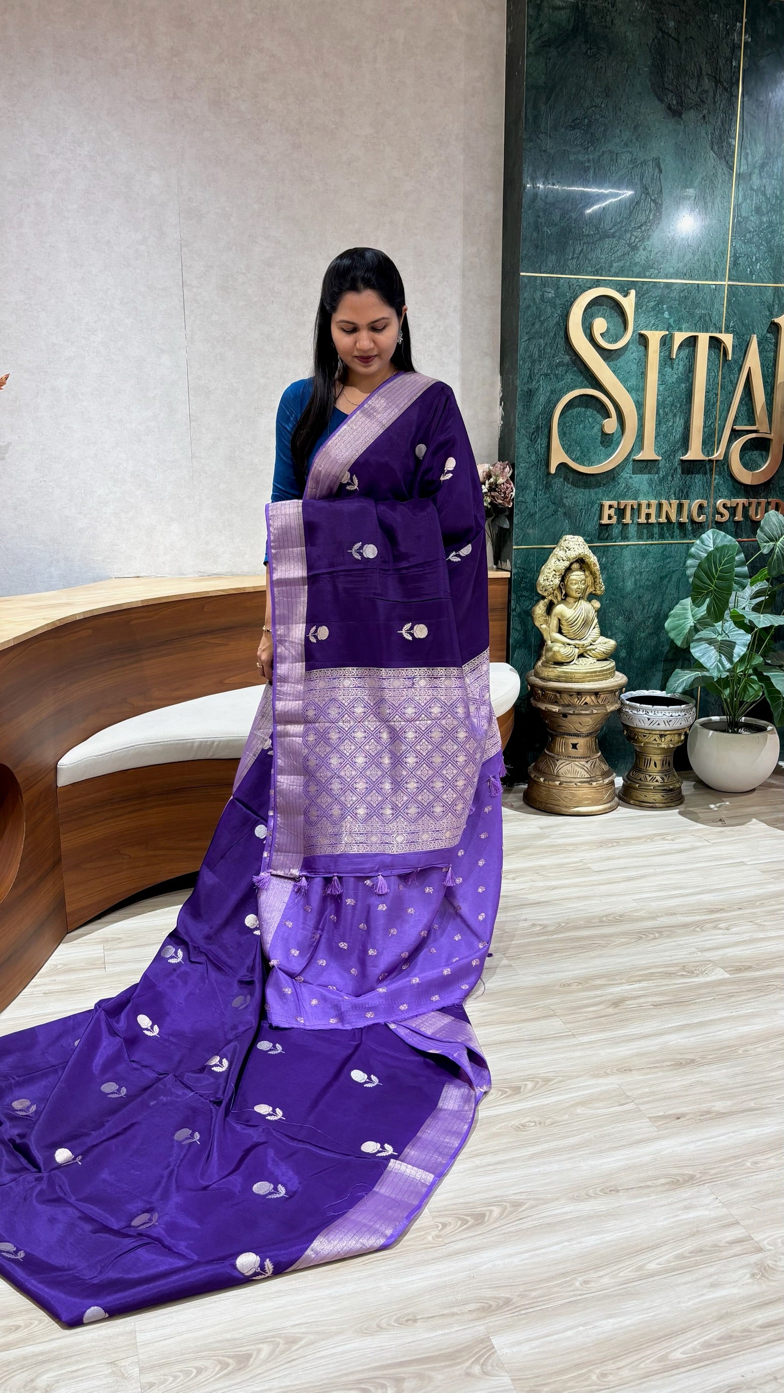 Tussar georgette purple