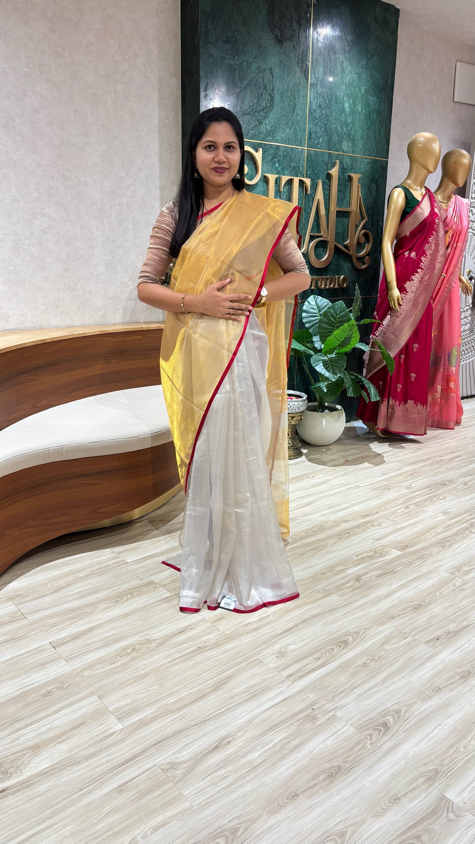 Silver gold tissue with stitched blouse