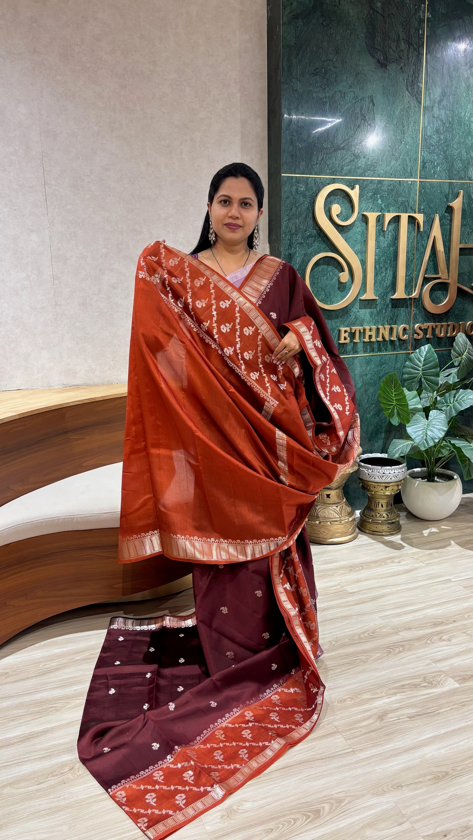 Fancy mango pattu brown