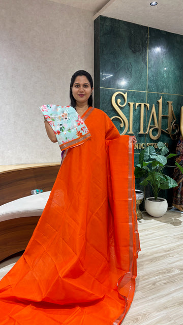 Mangalgiri pattu digital print orange