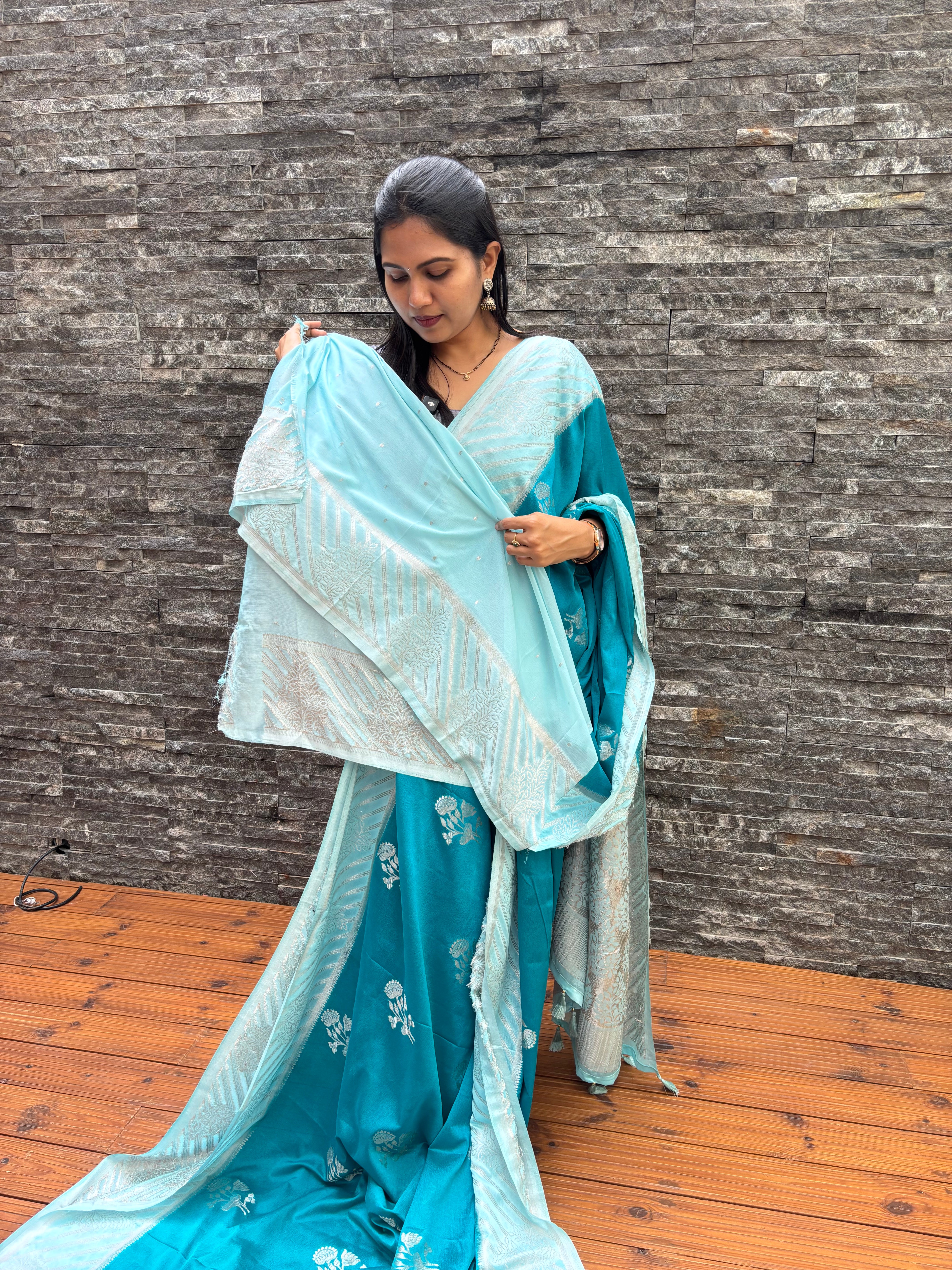 Georgette banaras blue