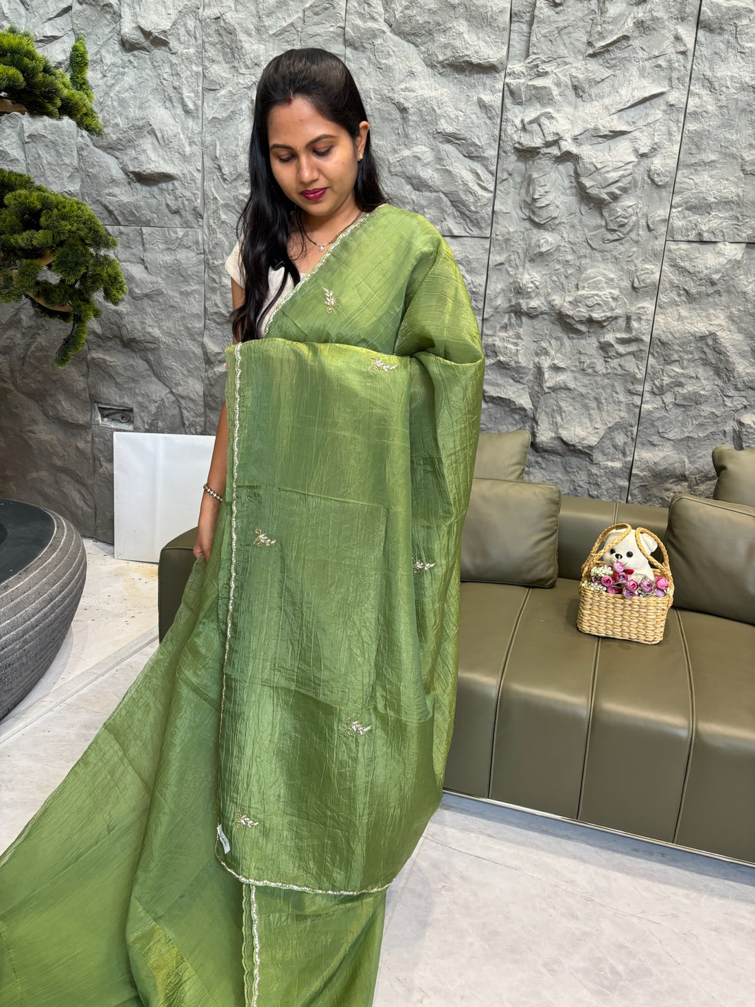 Crush organza green
