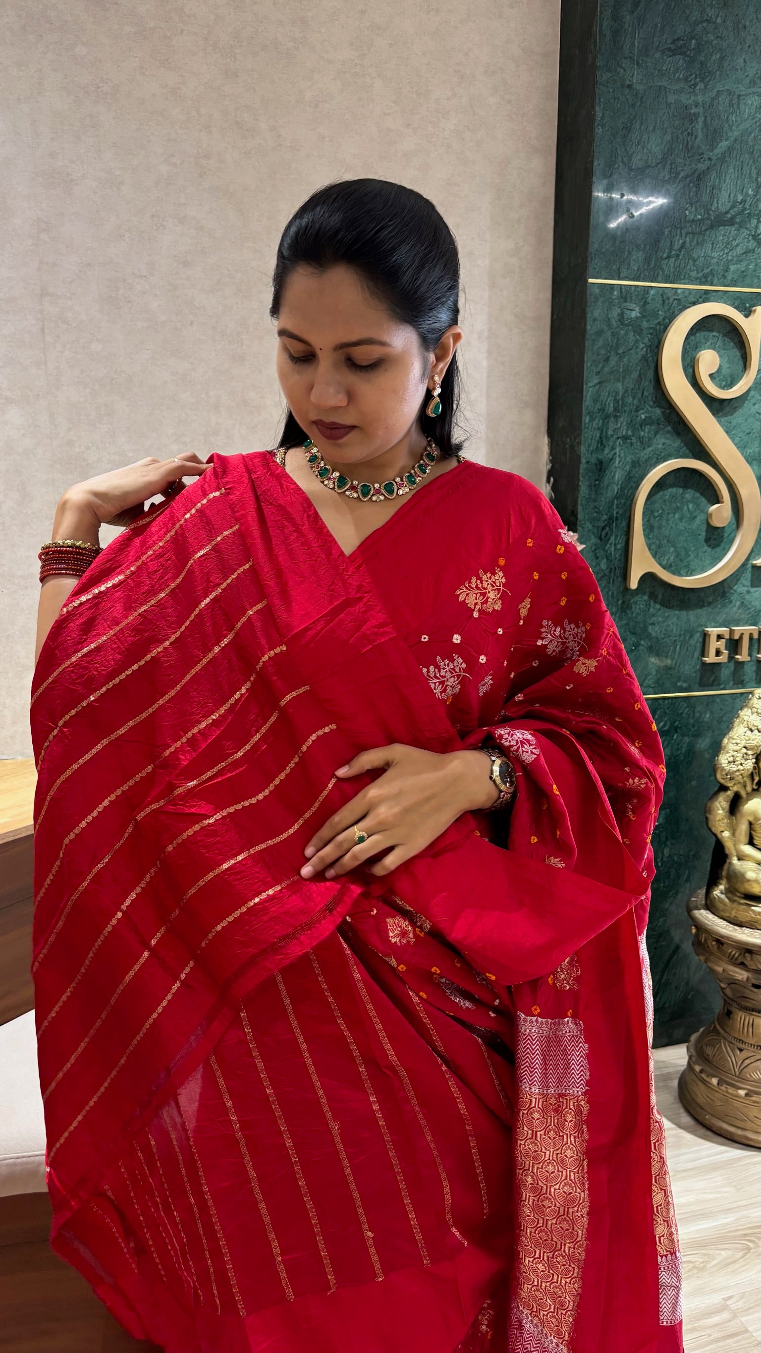 Pure bandhini silk red