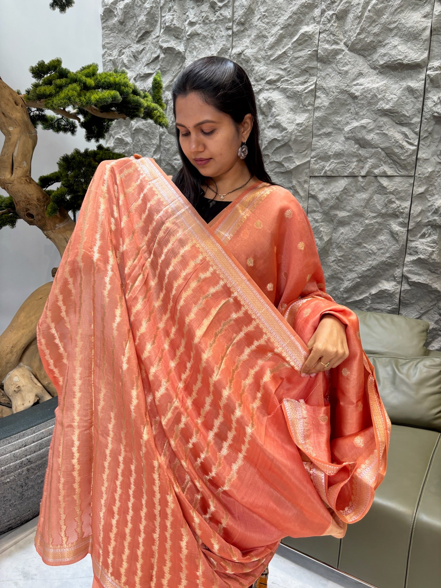 Chander saree peach