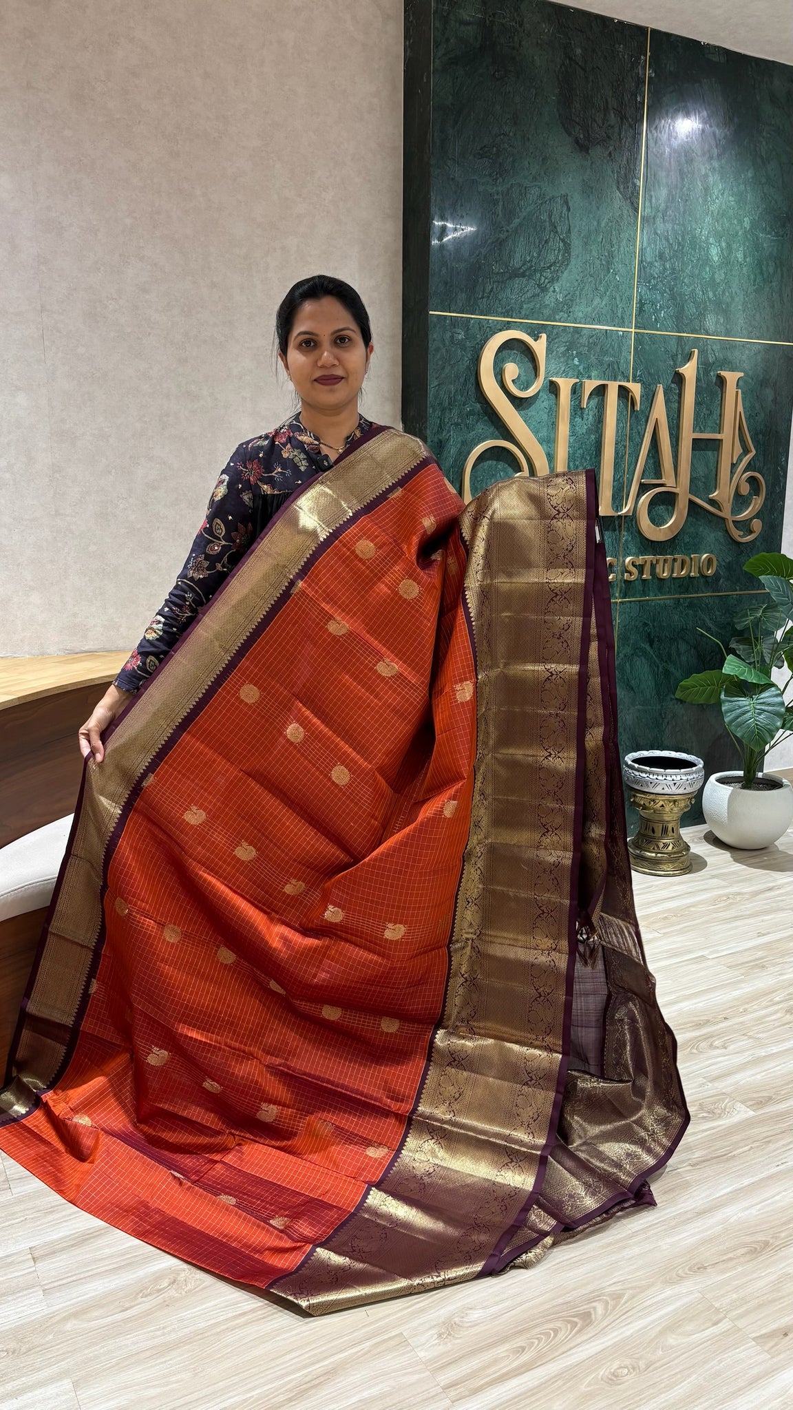 Handloom Kanchi pattu rust