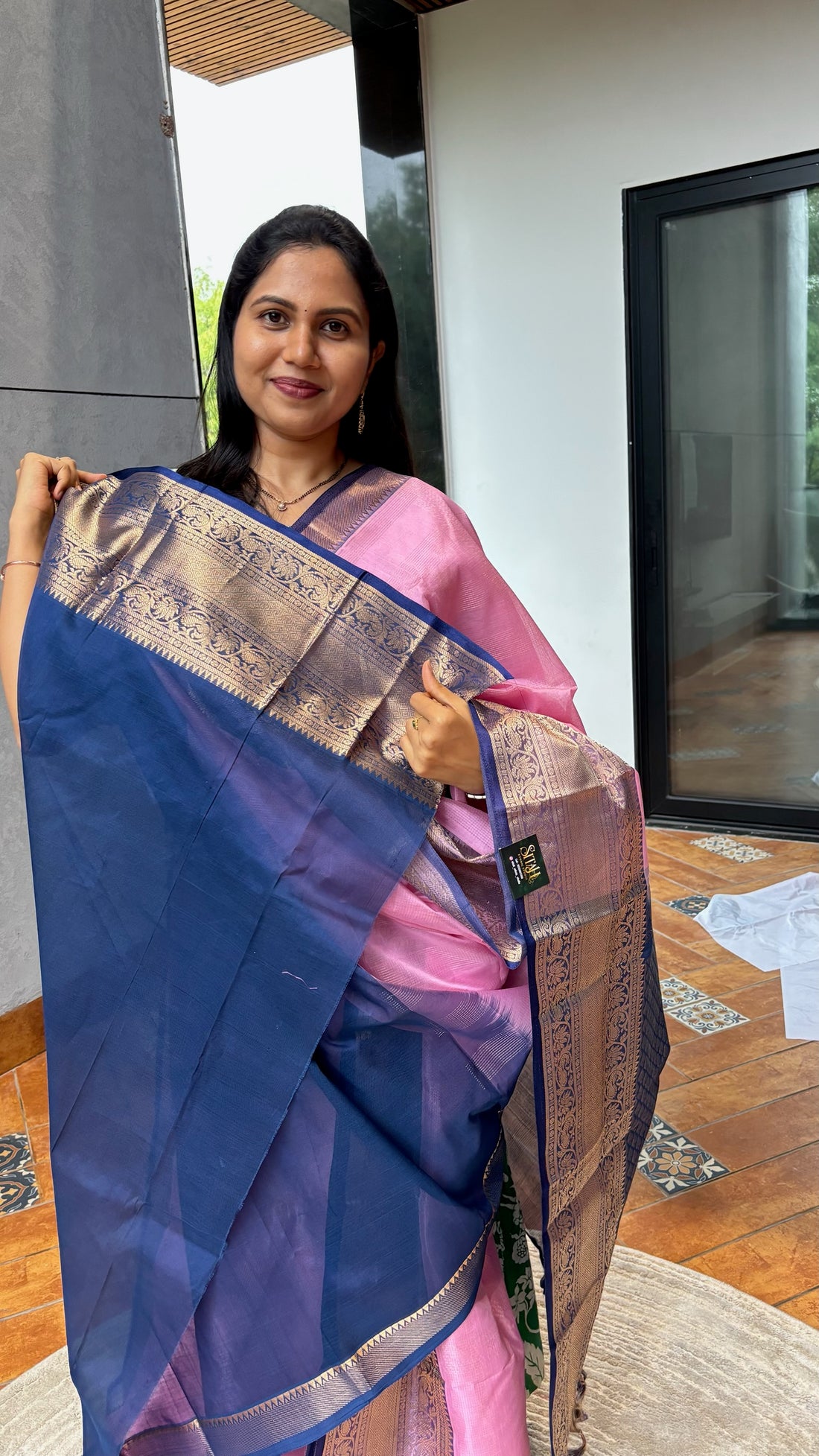 Mangalgiri pattu pink-blue