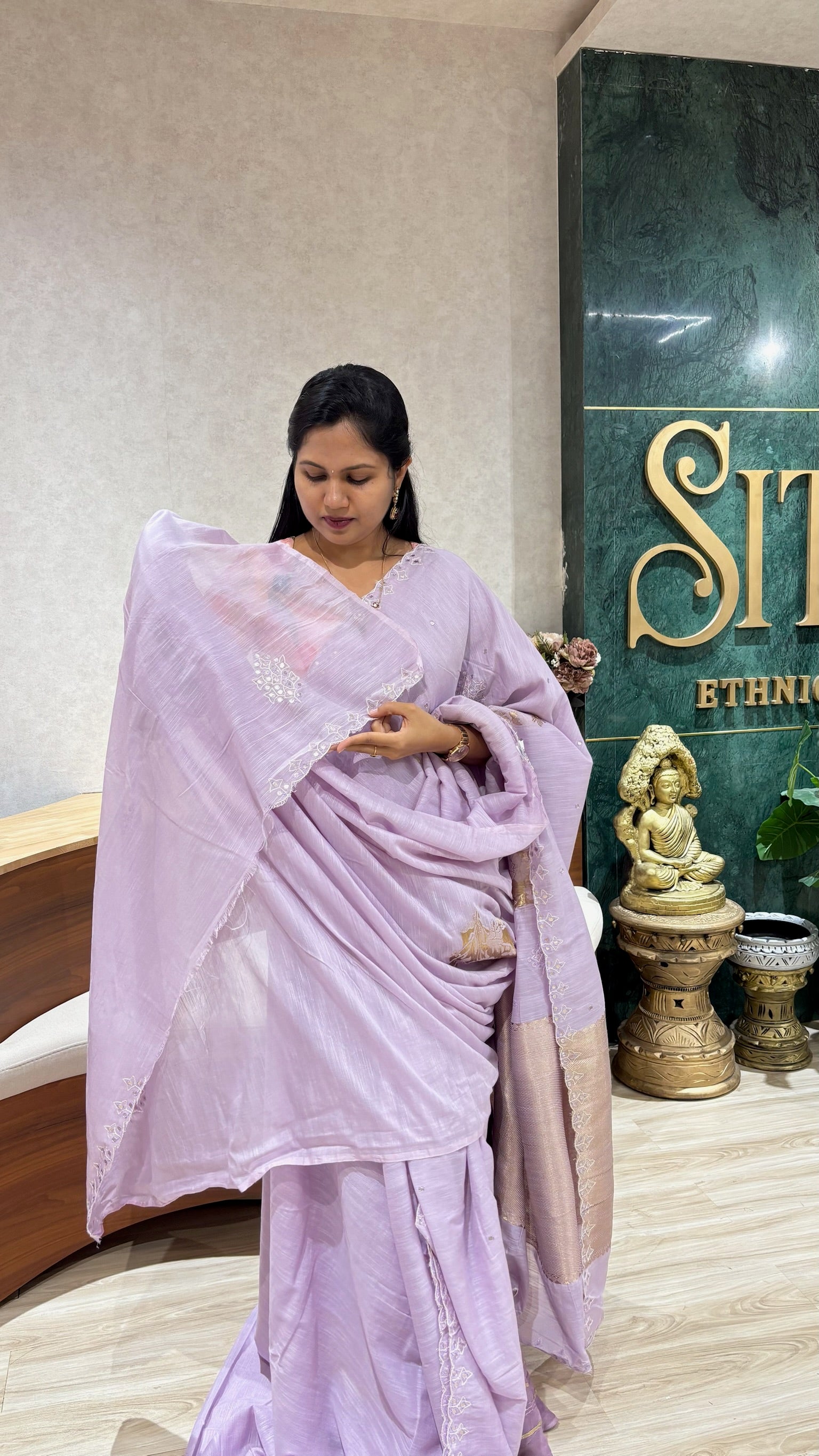 Mul chanderi lavender