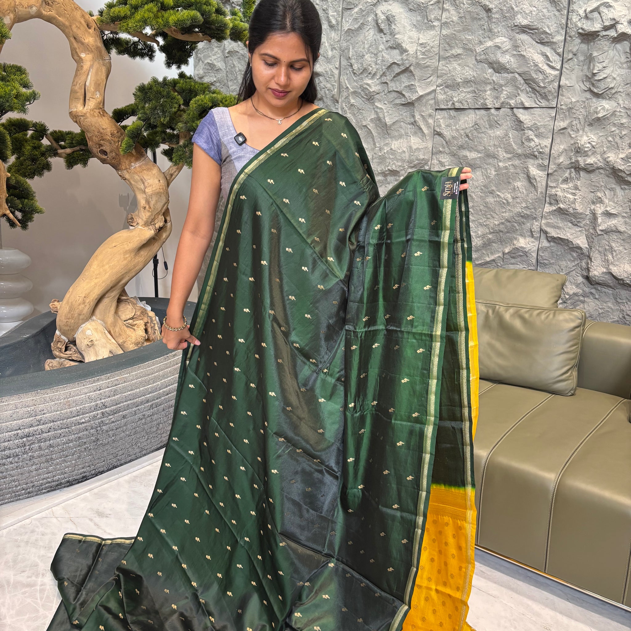 Soft pattu green -yellow