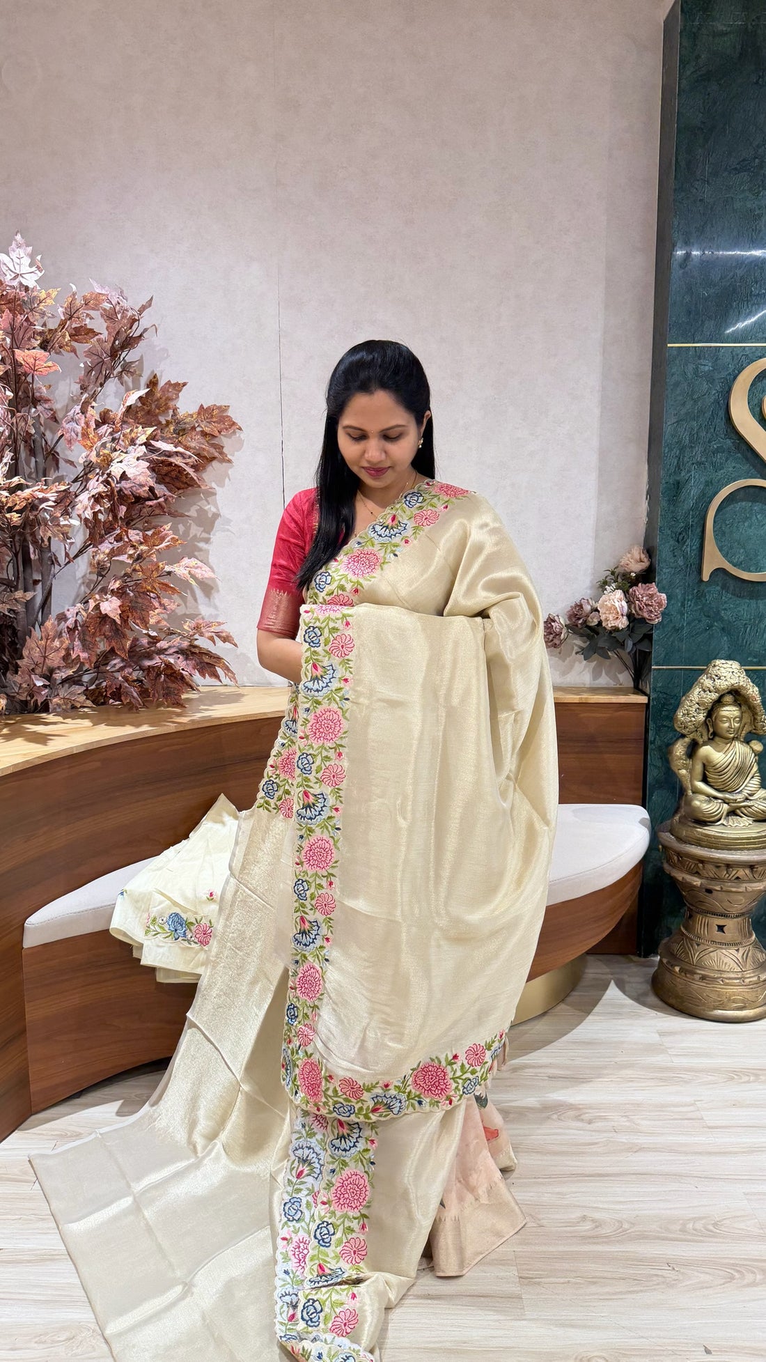 Designer tissues with Tussar embroidery blouses