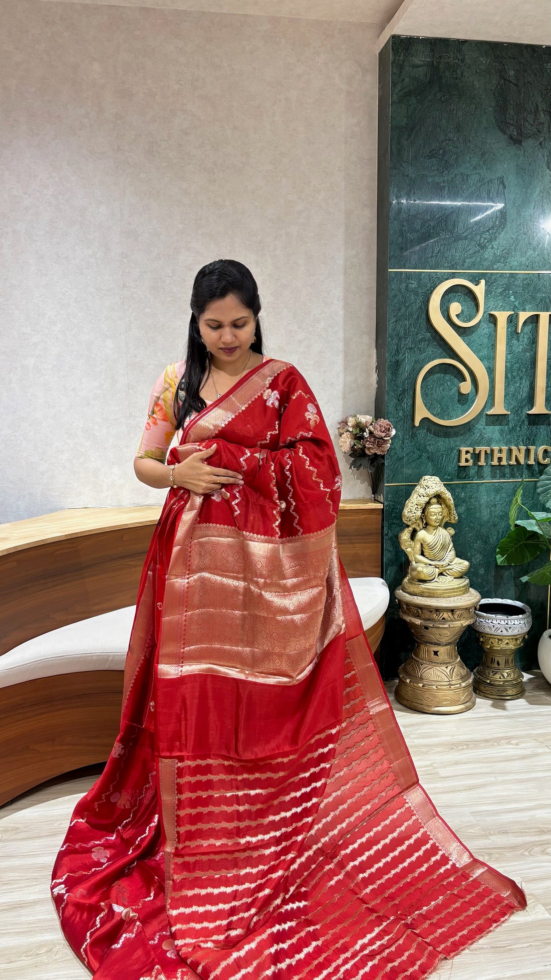 Pure chanderi saree red