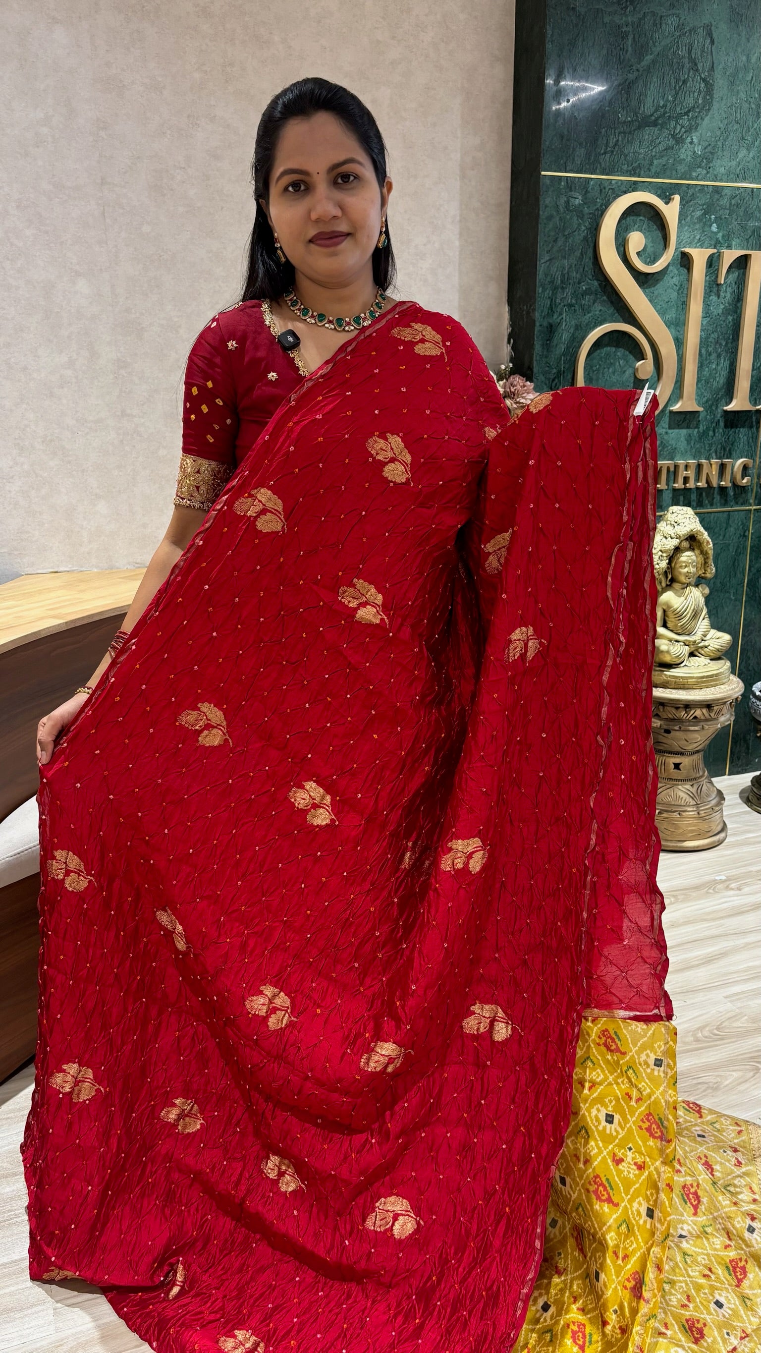 Pure silk bandhini red