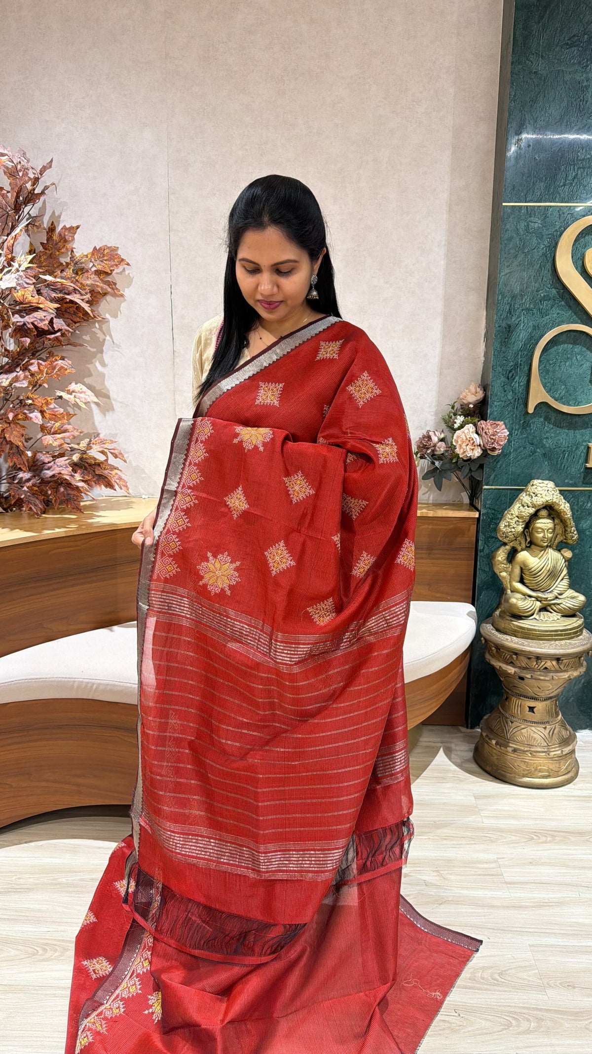 Mangalgiri kutch work saree