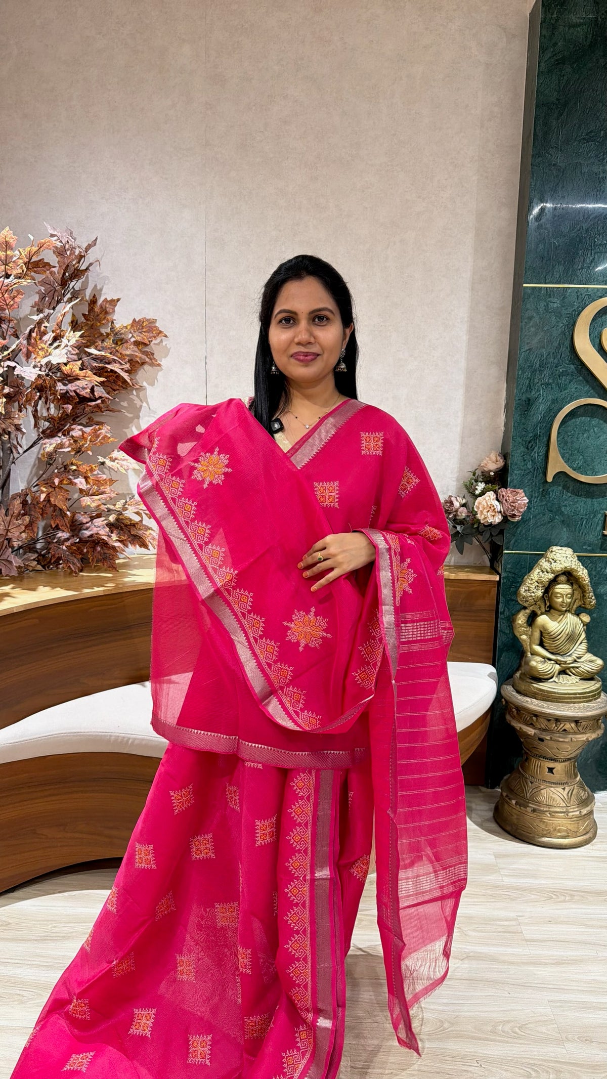 Mangalgiri kutch work saree